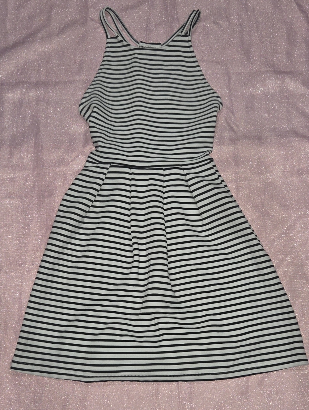SO Black & White Striped Halter Fit-and-Flare Dress